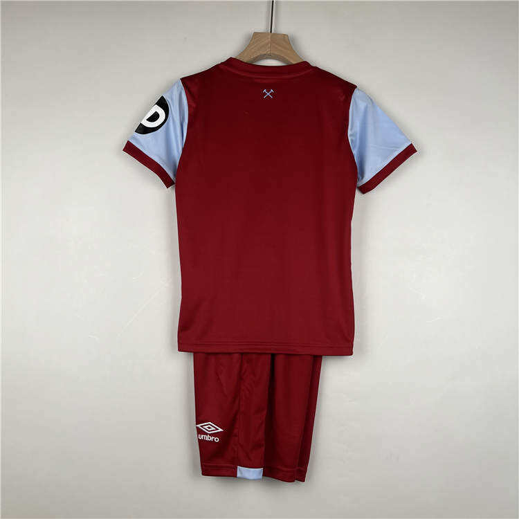 Kids West Ham United 2324 Home Red Football KitsShirtShorts -
