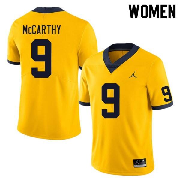 Women Ncaa Team #9 Yellow Womens Premium Football Jersey