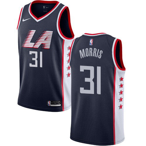 Nike Los Angeles Clippers #31 Marcus Morris Navy NBA Swingman City Edition 2018/19 Jersey Mens