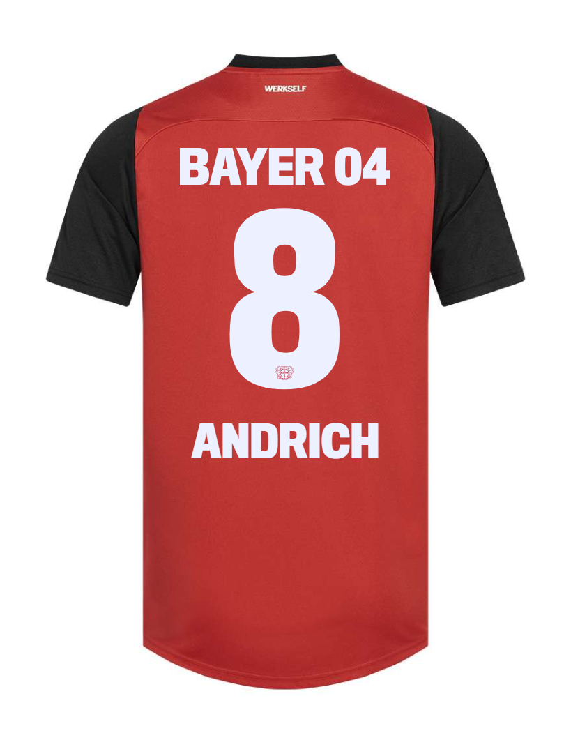 Bayer 04 Leverkusen's ANDRICH 8 Home Jersey for the 24-25 season.