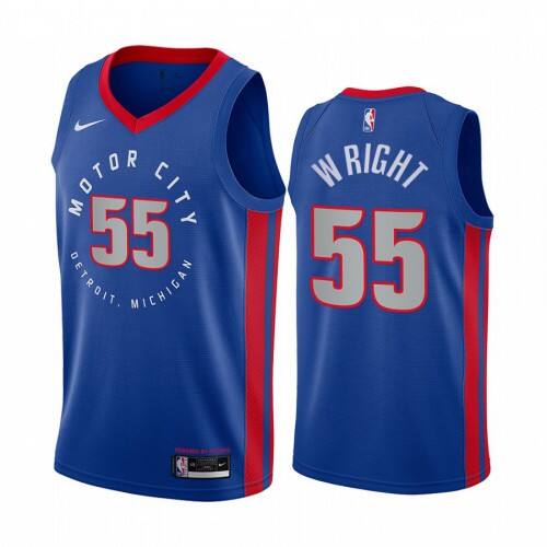 DET Delon Wright #55 Top-Grade 2020 City NBA Swingman Jersey Blue