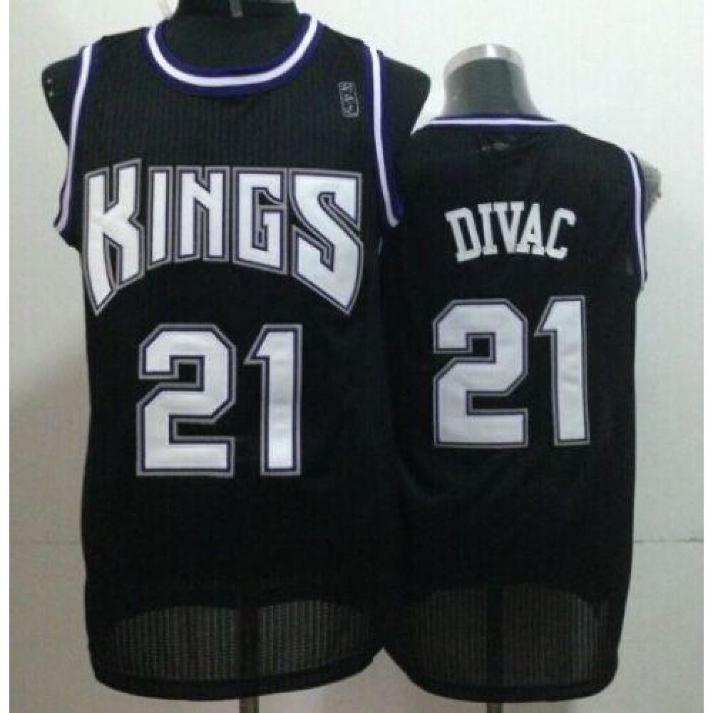 Kings #21 Vlade Divac Black Throwback Stitched NBA Jersey