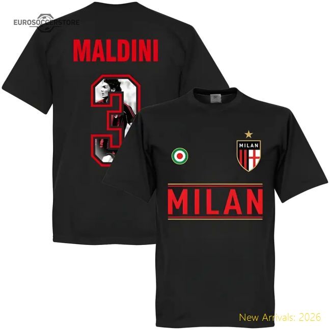 Ac Milan Maldini 3 Gallery Team Casual Tee - Black - Fantastic Value