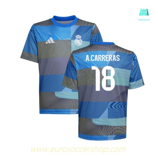 2025-2026 Real Madrid Pre-Match Shirt (Blue) - Kids (A.Carreras 18)