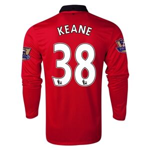13-14 Manchester United 38 KEANE Home Long Sleeve Jersey Shirt -