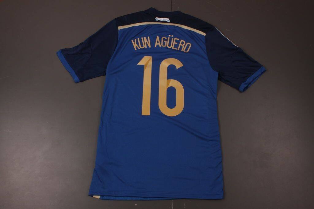 Moisture Wicking Argentina 1415 Away Soccer Shirt 16 KUN AGUERO