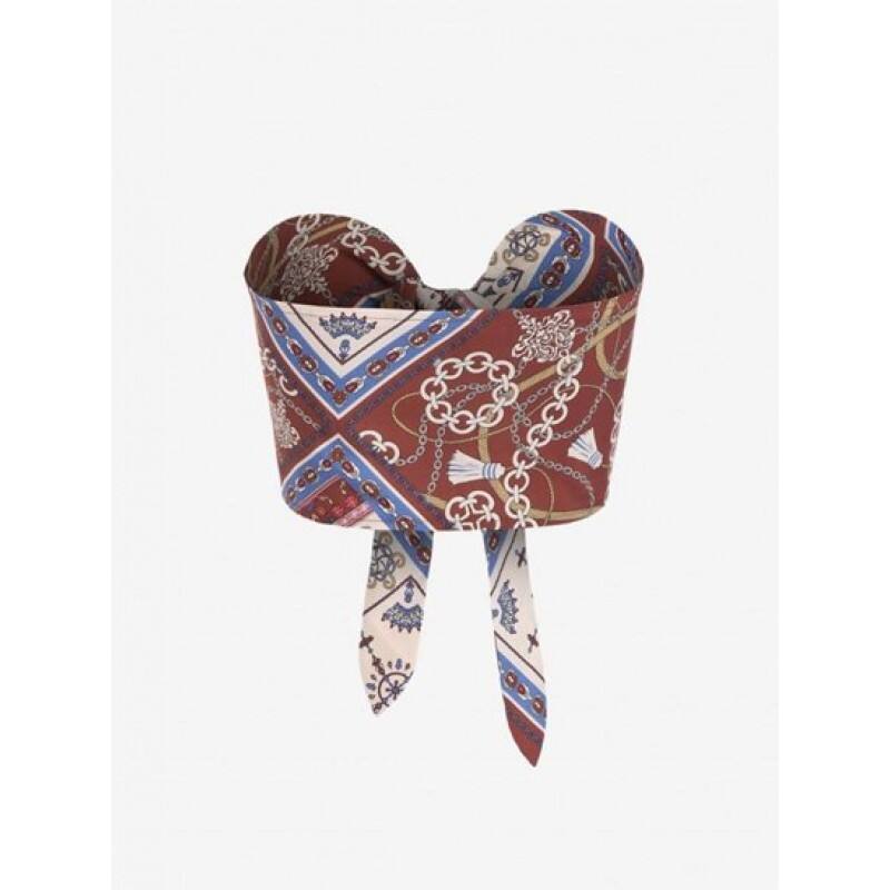 Chain Scarf Print Tie Bandeau Top AW9444