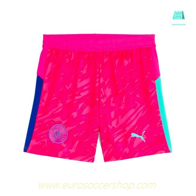 2025-2026 Man City Goalkeeper Home Shorts (Pink) - Kids