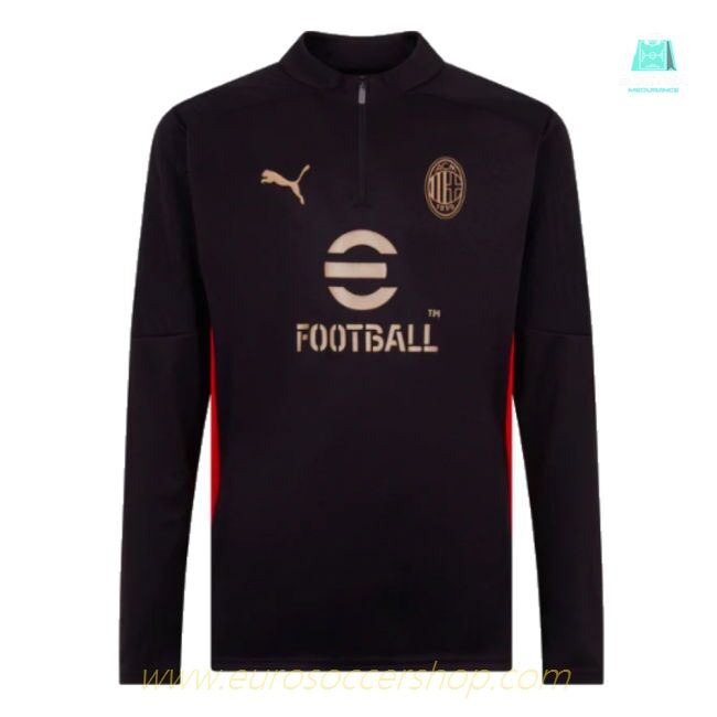 2024-2025 AC Milan Training 1/4 Zip Top (Black)