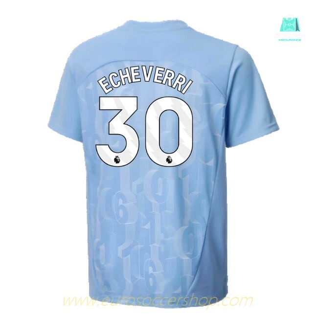 2024-2025 Man City Prematch SS Shirt (Light Blue) - Kids (Echeverri 30)