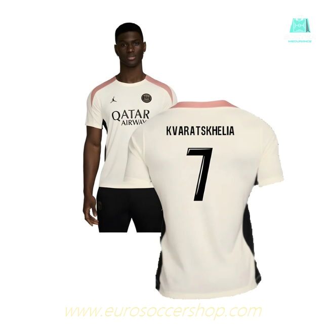 2024-2025 PSG Strike Dri-FIT Training Shirt (White) (Kvaratskhelia 7)