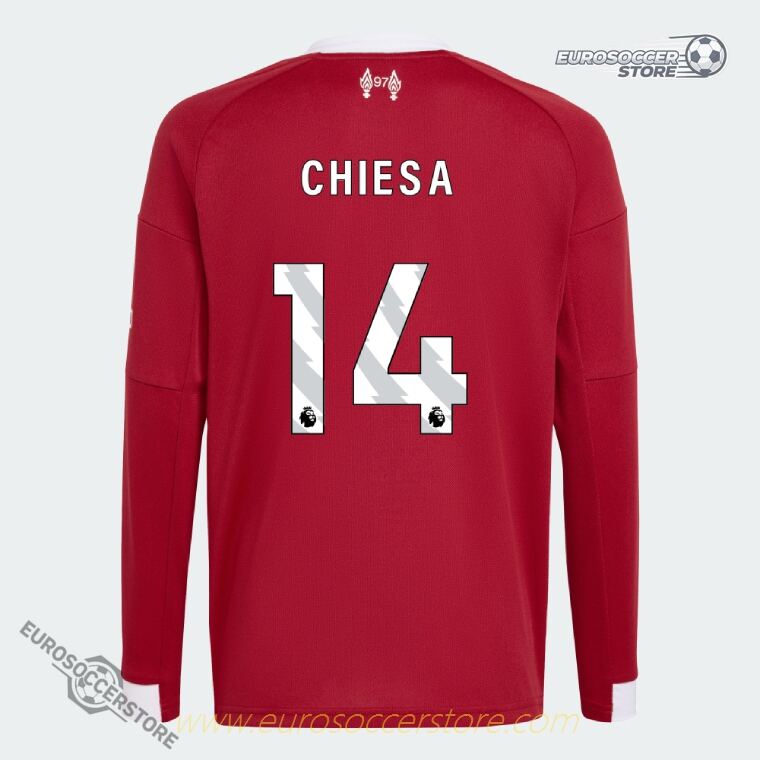 Liverpool's 25-26 Home Long Sleeve Jersey with CHIESA 14 Printing