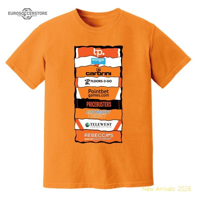 Premium-grade Blackpool Sponsor History T-shirt (orange)