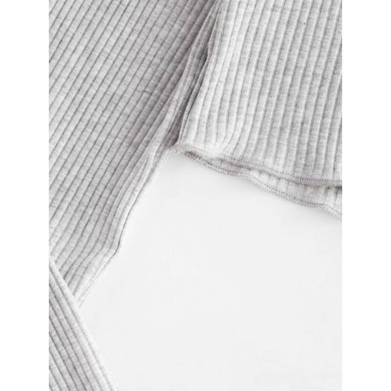 Rib-knit Lettuce Trim Marled Keyhole Baby Tee PE1950