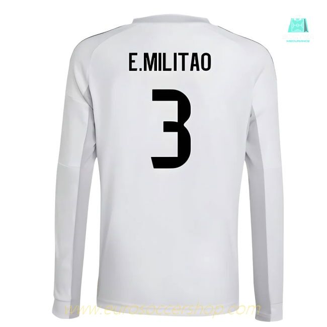 2025-2026 Real Madrid Long Sleeve Home Shirt (Kids) (E.Militao 3)