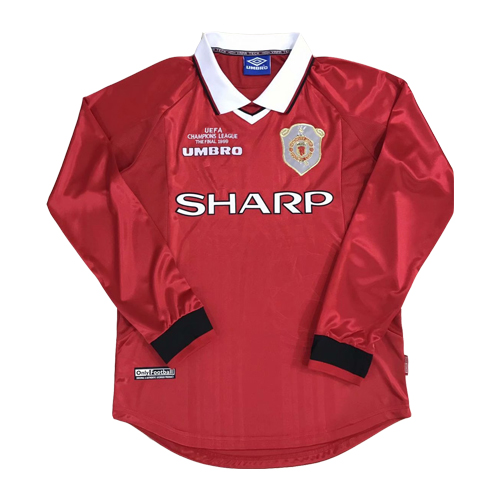 99-00 Manchester United Classic Retro Red LS Jersey Shirt - Official