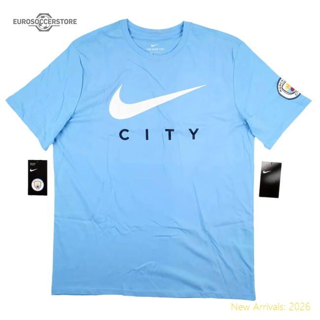 Official 2018-2019 Manchester City T-shirt Swoosh - Field Blue