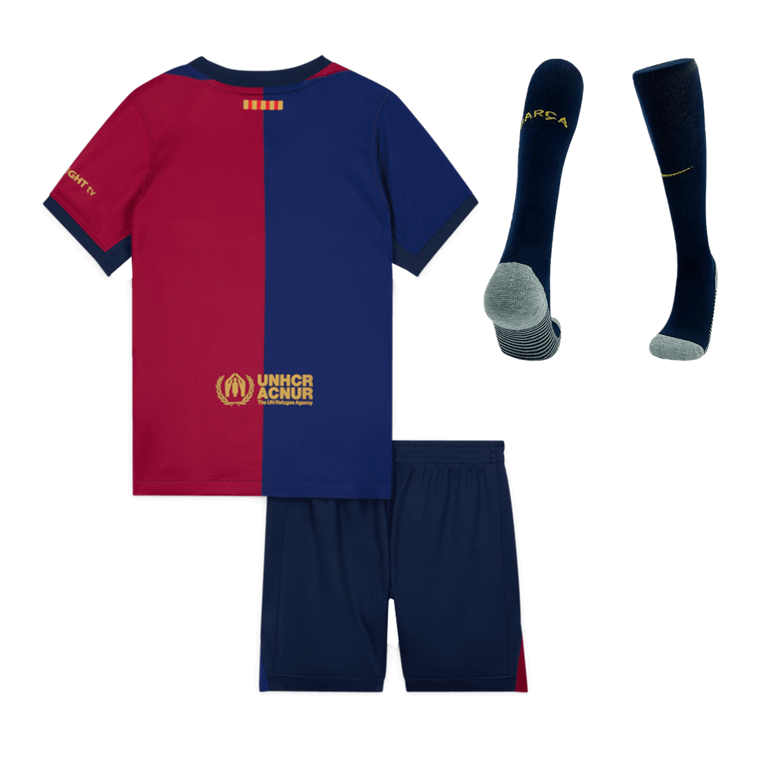 Kid's Barcelona Home Soccer Jersey Kit(Jersey+Shorts+Socks) 2024/25Aut