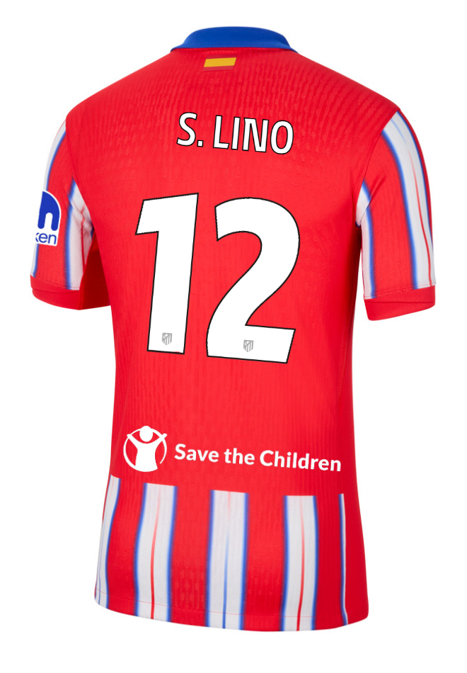 Atletico Madrid 24-25 Champions League Home Jersey Featuring S. LINO #12