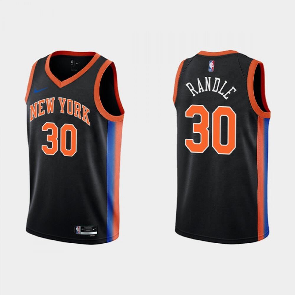 Men's New Yok Knicks #30 Julius Randle 2022-23 Black City Edition Stitched Basketball Jersey