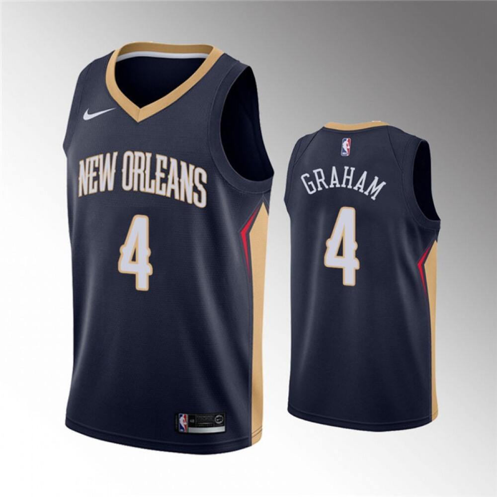 Men's New Orleans Pelicans #4 Devonte'Graham Navy Icon Edition Stitched Jersey