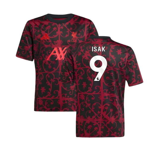 2025-2026 Liverpool Pre-Match Shirt (Black) - Kids (Isak 9) - fan gear