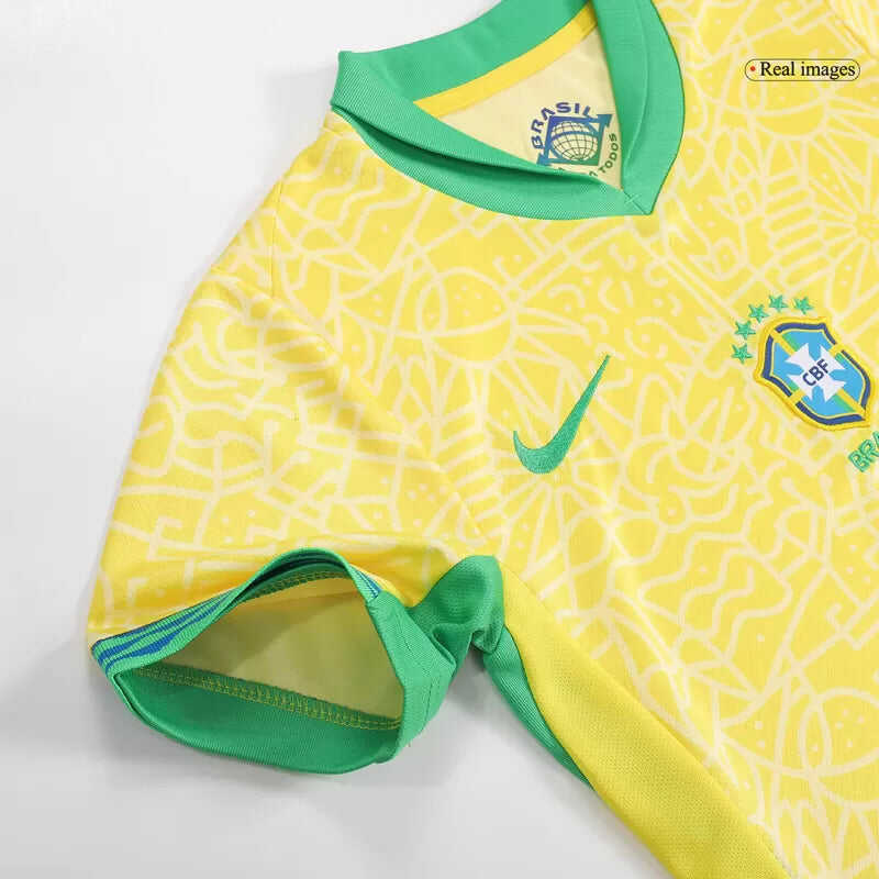 Brazil Kid¡®s Home Soccer Jerseys (Jersey+Short) Kit 2024Authentic Kit