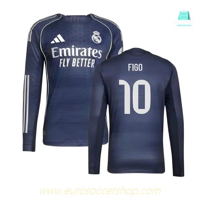 2025-2026 Real Madrid Authentic Long Sleeve Away Shirt (Figo 10)