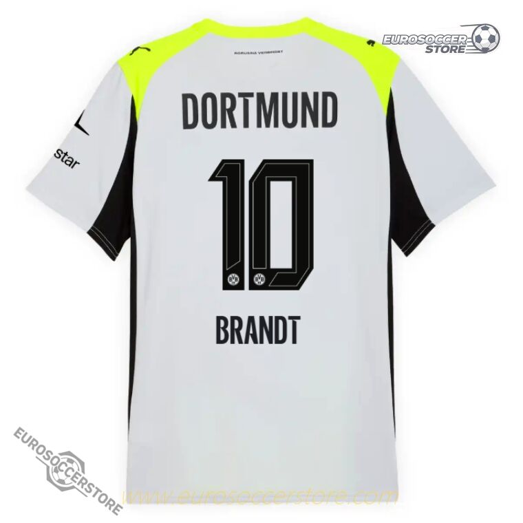 Borussia Dortmund's 25-26 Season Away Jersey Featuring BRANDT with the Number 10