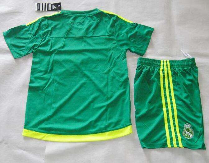 Kids Real Madrid 2015-16 Goalkeeper Soccer KitsShirtShorts - Official