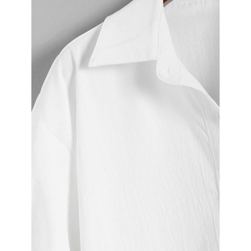 Solid Oversized Button Down Shirt VO6766