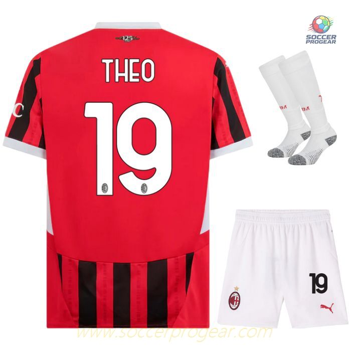 AC Milan Childrenren's Home Team Jersey Team Jersey 2024-25 Edition Theo White