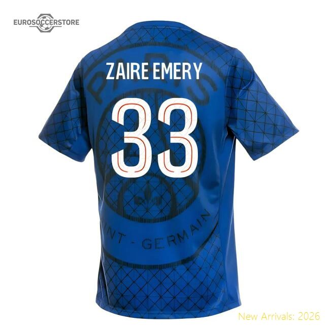 Official 2025-2026 Psg Academy Pro Home Pre Match Shirt (Royal) (Zaire Emery