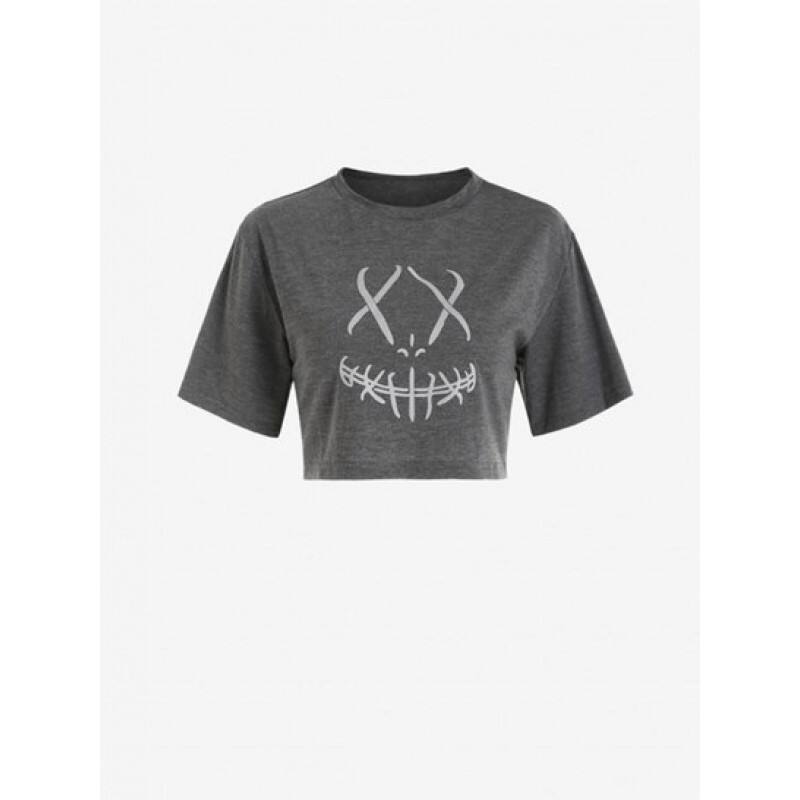 Reflective Graphic Cropped Tee RJ2702