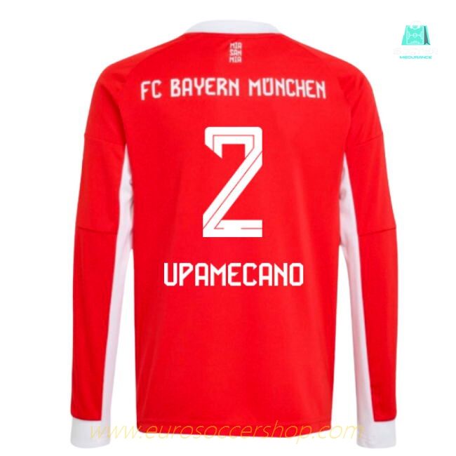 2025-2026 Bayern Munich Long Sleeve Home Shirt (Kids) (Upamecano 2)