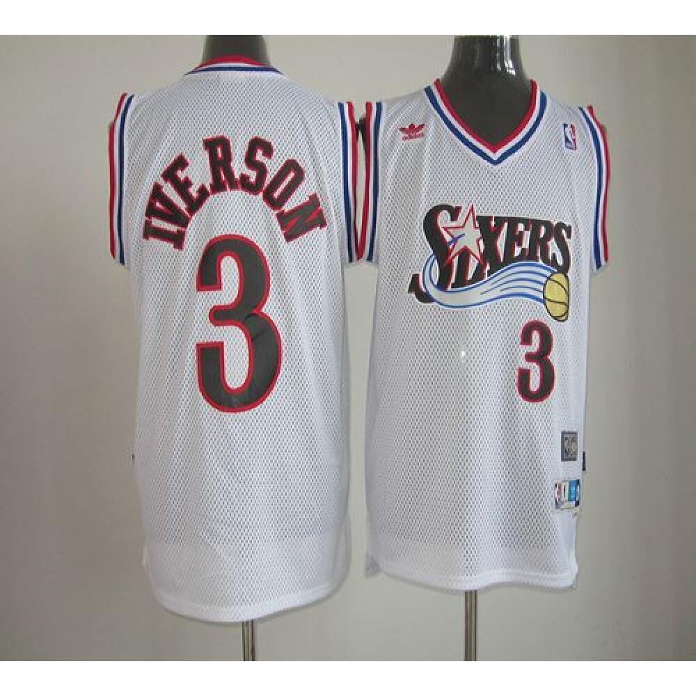 Performance Vintage Men's Sixers #3 Allen White Basketball Jersey