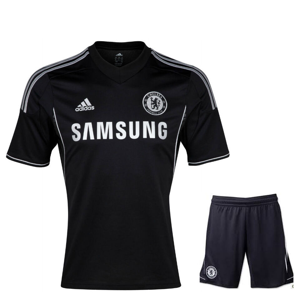 13-14 Chelsea Black Away Soccer Jersey Kit ShirtShort - Official