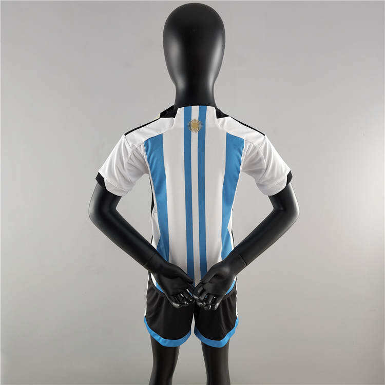 Kids World Cup 2022 Argentina Home Soccer KitShirtShorts - World Cup