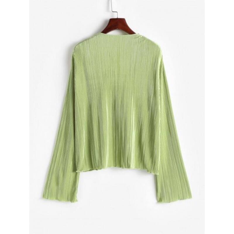 Plisse Pleated Tie Front Top WL9588