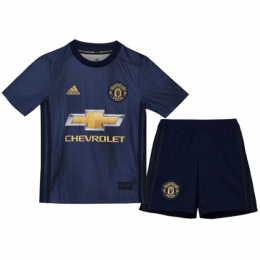 Kids 18-19 Manchester United Third Away Navy Jersey KitShirtShort -