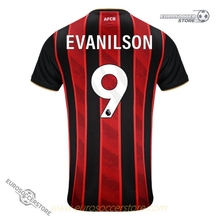 Evanilson's Number 9 Bournemouth Home Jersey for the 25-26 Season