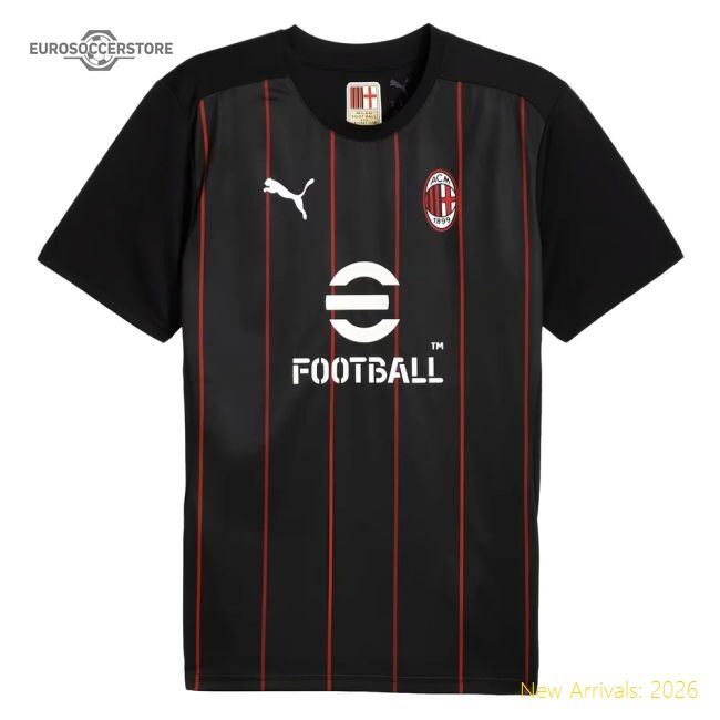 2024-2025 Ac Milan Prematch Ss Fan Jersey (black) - Premium Collection