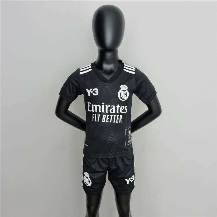 KidsYouth Real Madrid X Y3 2223 Black Soccer Football KitShirtShort -