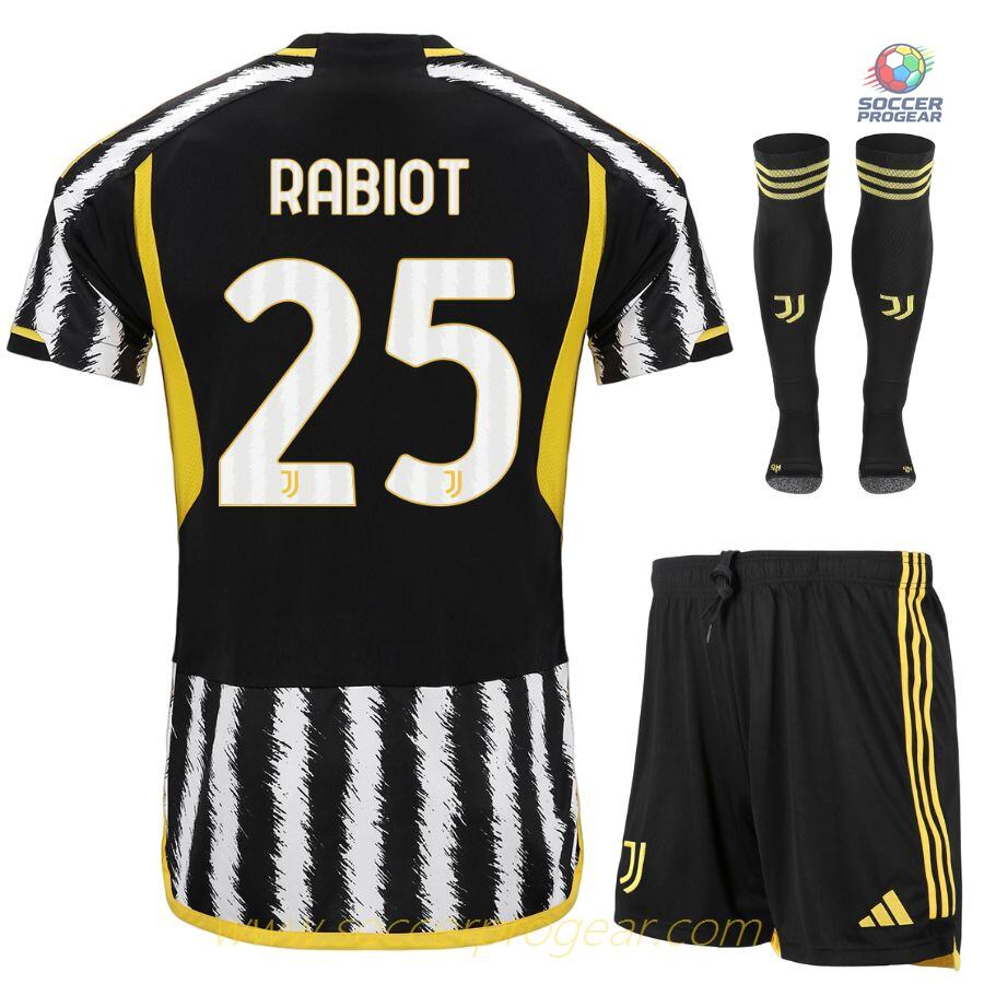 Juventus Home Kids Edition Jersey Set Football Shirt 2023 2024 Rabiot