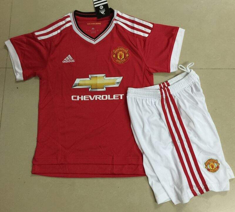 Kids Manchester United 2015-16 Home Soccer KitsShirtShorts - Official