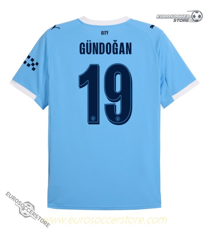 Manchester City 25-26 UCL Home Jersey with Gündoğan 19 Printing