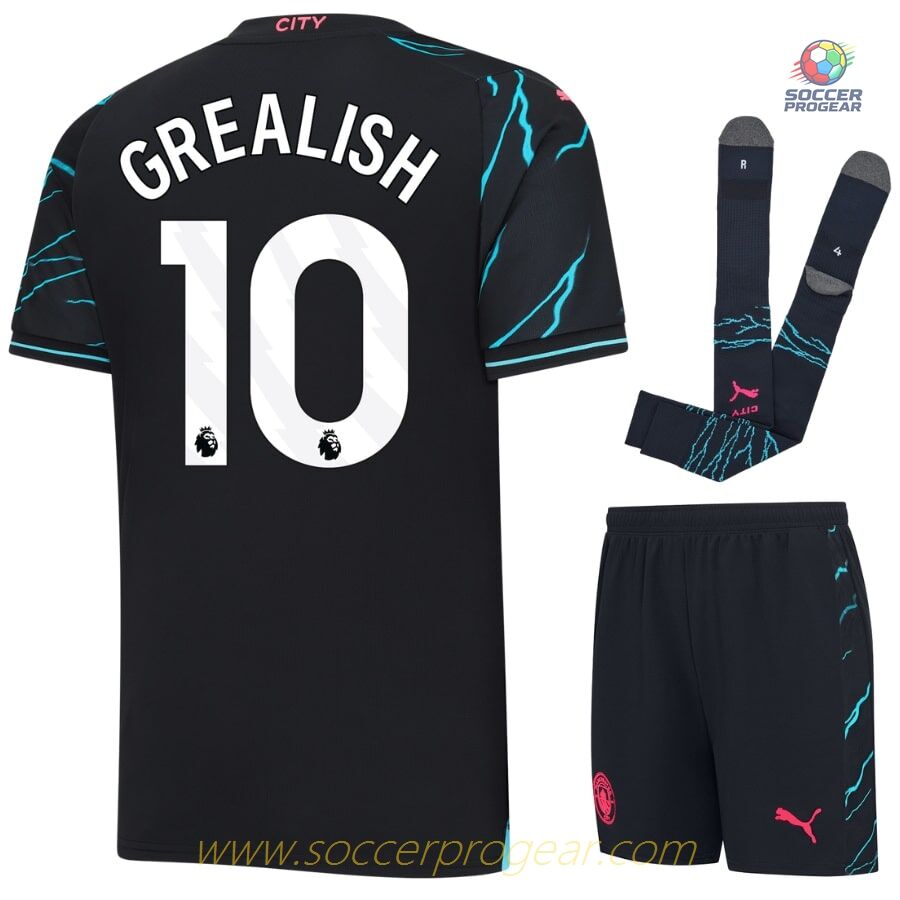 Manchester City Third Child Kit Shirt 2023 2024 Grealish