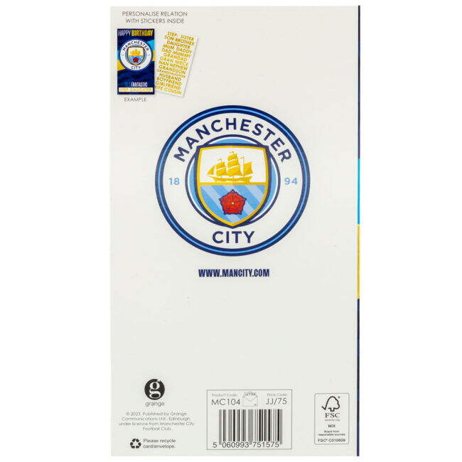 Manchester City FC Personalised Birthday Card (Fan Favorite)