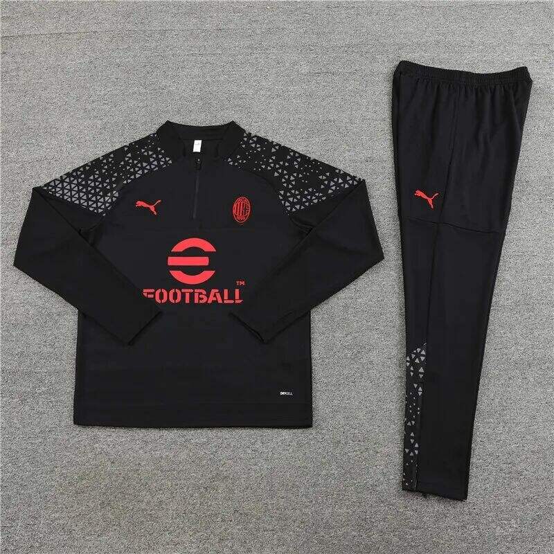 AC Milan 2324 Black Half Zipper Training Tracksuit - Official Replica