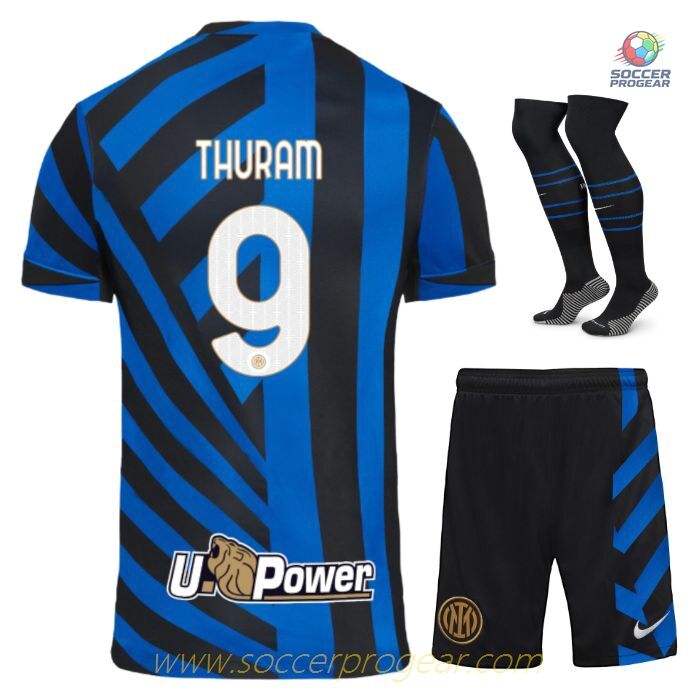 Inter Milan Children's Editionren's Home Soccer Uniform Soccer Team Shirt 2024-25 Edition Thuram